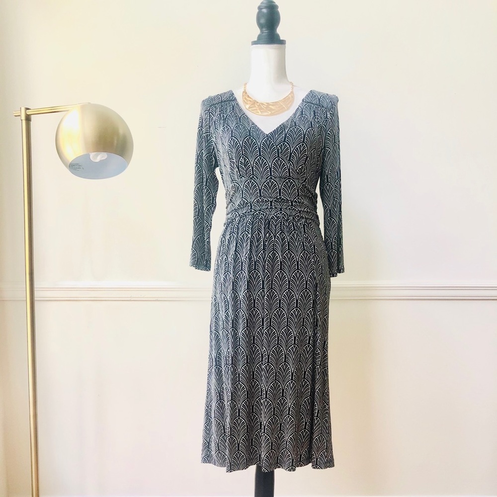 Anthropologie black & white quarter sleeve dress